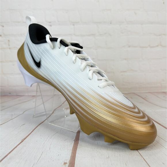 Nike Vapor Speed 3 White Metallic Gold Football Cleats Mens Size 12 (FB3303-103) - Picture 2 of 10